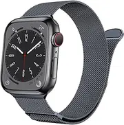 [HKIDKK] For Apple Watch Band Series 9, Ultra 2, SE, Ultra 8 7 6 5 4 3 2 1 38mm 40mm 41mm 42mm 44mm 45mm 49mm Women And Men, Stainless Steel Mesh Loop Magnetic Clasp Replacement