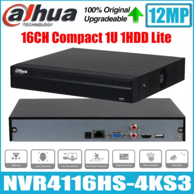 New Dahua NVR4116HS-4KS3 12MP 16CH Compact 1U 1HDD Lite Network Video Recorder