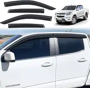 Weather Shields for Holden Colorado Accessories RG 2012-2020 Dual Cab, Weathershields Window Visors Rain Wind Deflectors Car Exterior, Injection Moulded Smoke Black 4PCS
