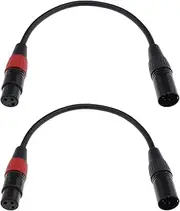 eMagTech 2Pcs XLR 3pin Female to 5pin Male Cable Adapter, 35cm Black, Compatible with Microphone, Mixer, Equalizer, Crossover, Amplifier, DMX Light