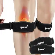 IPOW 2 Pack Thickened Pad & Wide Patella Knee Strap, Pain Relief Patellar Tendon Support, Adjustable Brace Band for Basketball, Running, Jumpers Knee, Volleyball, Tendonitis, Arthritis