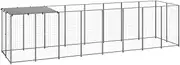 Dog Kennel Silver 4.84 m² Steel Outdoor Pet House Large Dog Shelter Backyard