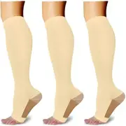3 Pairs Open Toe Compression Socks for Men Small/Medium (3 Pair) Light Yellow1