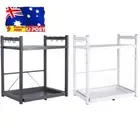 Microwave Storage Stand with Hooks Over Microwave Shelf Carbon Steel for Kitchen