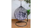 Single Hanging Egg Chair - Grey Basket & Grey Cushion
