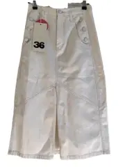 NWT RRP $280 Sass & Bide DREAM MY MIND White Denim Midi Skirt Size 36 Aus 6