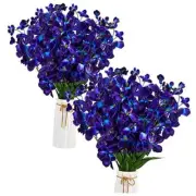 27 Inches Artificial Purple Blue Orchid Faux Flowers Purple Orchids Silk 32