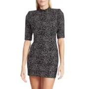 Alice + Olivia Inka NEW Strong-Shoulder Mockneck Dress $395