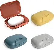 4 Pcs Travel Soap Box Holder, Portable Leak Proof Soap Dishes Container with Lid, Waterproof Plastic Soap Case Tray for Home Kitchen Bathroom Hiking Gym