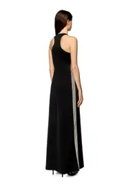[Diesel] Diesel - Long dress in stretch satin and jersey - Dresses - Woman - Black L Black