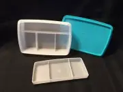 NEW Tupperware Stow-N-Go container - AQUA LID/CLEAR CONTAINER - FREE SHIPPING
