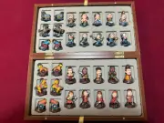 chinese chess figurines beautifully painted in wooden box