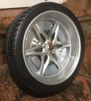 Tyre Wall Clock In Silver - 26cm diameter