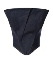 Magda Butrym Draped Strapless Denim Corset FR36 NAVY