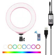 Dimmable 6.2 Usb Rgbw Led Ring Light with Cold Shoe Tripod & Remote