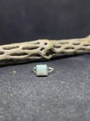 Native American Navajo white fire opal sterling silver Square ring size 7
