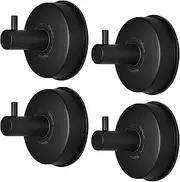 YOHOM Vacuum Suction Cup Hooks Bathroom Shower Towel Holder Stainless Steel Hand Towel Rack Kitchen Coat Hanger for Robe Loofah Wreath Door Wall Bathroom Accessory Storage Heavy Duty No Drill Black 4