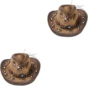[WRITWAA] Straw Cowboy Hat Mens Hats Coastal Cowgirl Hat Felt Hat Summer Hats Hat Straw Cowboy Hats XXL Straw Hat Men Mens Straw Festival Hat Hat Beach Hat for Men Hat Caps Coffee