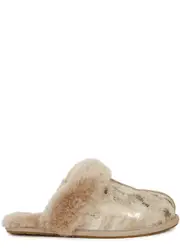 Ugg Scuffette II Foil Print Suede Slippers , Slippers, Beige 3