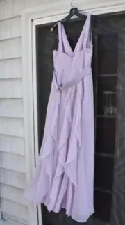 women's Vera Wang lilac color long formal dress size 12 new With Silver Purse