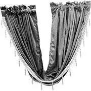 iplusmile Short Decorative Curtain Lint with Tassel for Kitchen and Bedroom Wash Resistant Elegant Grey Adornment for Living and Dining