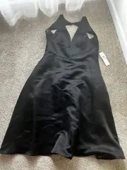 Aidan Mattox Black Satin Formal Prom Dress Size 12 Fits Small More Like 10.