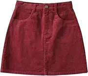 [Generic] Women Slim fit Corduroy A-line Short Skirt High Waist Boydon Mini Skirt
