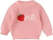 [EFOGEP] Toddler Baby Girls Boys First Birthday Outfit Long Sleeve Boho Embroidery One Year Old Sweater Top Warm Knitted Pullover Sweatshirt Cake Smash Photo Short Fall Winter Clothes