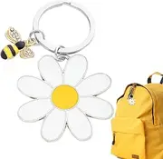 [Generic] Daisy Bee Pendant Keyring,Bee Animal Daisy Flower Key Chain in Metal | Novelty Keychains Women Backpack Ornaments Keys Holder for Working, Camping, School
