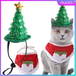 CHRISTMAS PET HAT COLLAR SET DRESS UP CAP PET FUN HEADDRESS