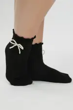 Black Frill Socks with Pearl Bow