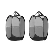 2X Laundry Basket Hamper Foldable Black