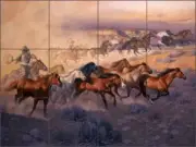 Ceramic Tile Mural Backsplash Sorenson Western Horses Art RW-JS038