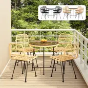 Garden Dining Set 5 Piece Poly Rattan Outdoor Table Chair Black/Brown vidaXL