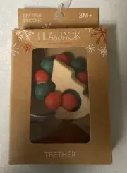 Lila And Jack Holiday Collection BPA Free Silicone And Wood Teether 3 Mo+ Xmas