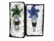 Set of 2 Atr Glass Star Shape Wine Bottle Stoppers Corks (Green & Blue)