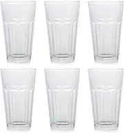 Set of 6 Highball Juice Drinking Glasses Lead-Free Tempered Water Glasses Thick Heavy Base Clear Iced Hot Tea Glassware for Cocktail, Juice, Milkshake, Coke, Soda Beer Tumbler Cup