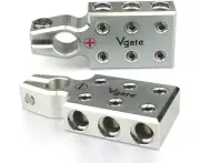 Vgate 6x00 (2/0) AWG Gauge Lead-Acid Battery Terminals Clamp - Positive and Negative (+/-)(Pair) for Tapered Top Post