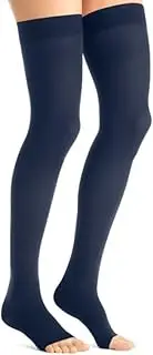 JOBST Maternity Opaque Compression Stockings, 15-20 mmHg, Thigh High, Open Toe, Navy, Small