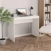 vidaXL Modern White Desk - Engineered Wood, Compact Size 90 x 40 x 72 cm, Ideal for Home Office, Dorm Space, Hallway Console Table