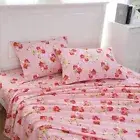 MEISHANG Sheet Set Queen Pink Floral Printed Sheets Ultra Soft 100% Microfiber-