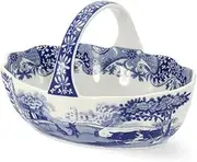 Portmeirion Spode Blue Italian Handled Basket, Fruit Bowl, Centerpiece for Potpourri, Home Décor, Made of Porcelain, Measures 6-Inches (Blue/White)