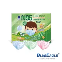在飛比找Yahoo奇摩購物中心優惠-藍鷹牌 N95立體型6-10歲兒童醫用口罩-50片x5盒(藍