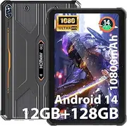 R8 Rugged Tablet Android 14-10.1inch HD+ Waterproof Tablet, 10800mAh, 12GB + 128GB/TF 1TB, 13MP+5MP Camera Outdoor Work Tablets, Octa-Core/Dual SIM 4G/WLAN 5/IP68&IP69K/Face ID/GPS/OTG Orange