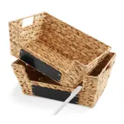2pk Wide Pantry Baskets, Hyacinth Wicker Kitchen Shelf Storage Bins, Natural