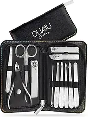 DUAIU 12-Piece Manicure Set Nail Care Set Manicure Pedicure Set Professional Stainless Steel Nail Scissors Set, Nail Case Women Men, Fingernail Care Set for Travel