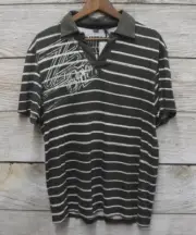 Buffalo David Bitton Shirt Mens Size Large Green Striped Knit Polo Slim Fit New