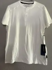 NWT Kenneth Cole Men's Slim Fit Techni-Cole Stretch 3 Button T Shirt White Sm