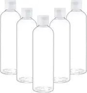 Clear Bottles with Flip Cap Lid BPA-Free Travel Containers for Shampoos,Lotions and Massage Oils (White, One Size)