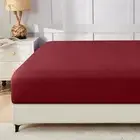 King Single Fitted Sheet 1 Piece 1800TC Microfiber Deep Pocket 40cm Burgundy Sof